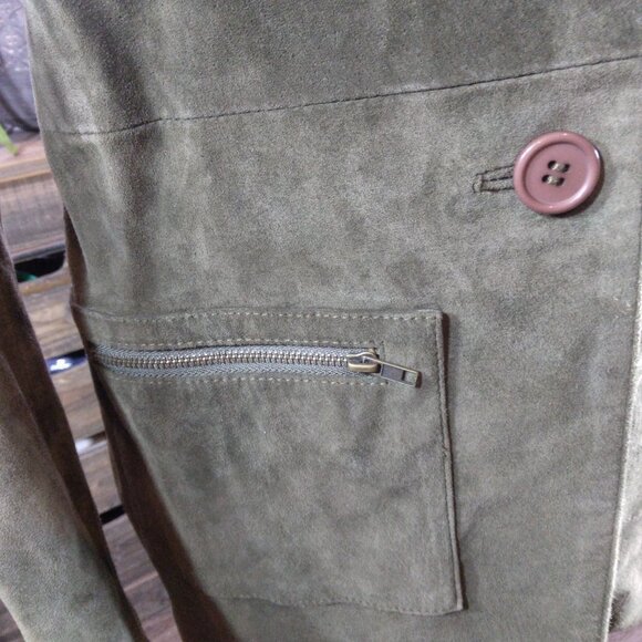 Pretty Face Olive/Army Green Suede Button Front Jacket/Coat Size Small - Picture 6 of 12